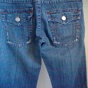 True Religion distressed flare jeans size 28